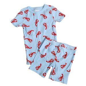 Crewcuts J. Crew 2 Piece Pajama Set Blue Lobster Print Short Sleeve Shorts 6
